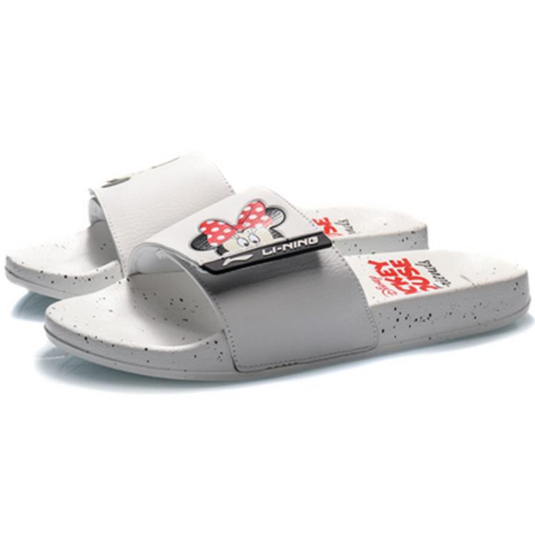 Li Ning Sports Fashion Series Disney Mickey Crossover Lightweight Stylish White Slippers Women's AGAQ024-1
