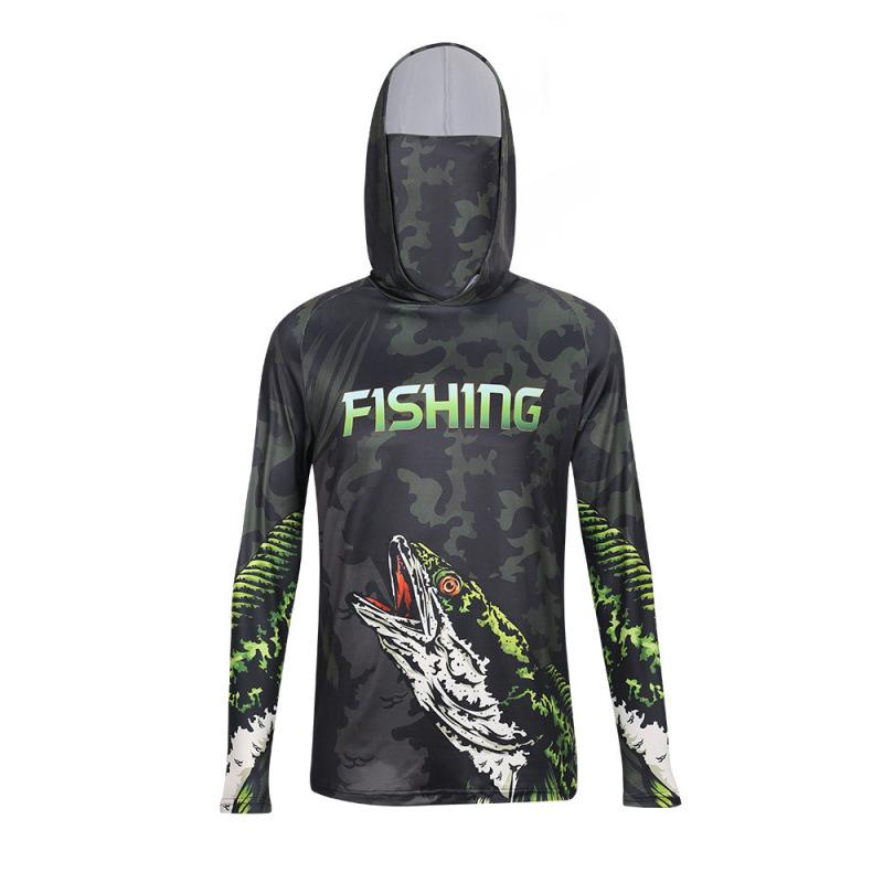 Men's Summer Quick-Dry Fishing Hoodie with UV Protection and Sunshade Mask