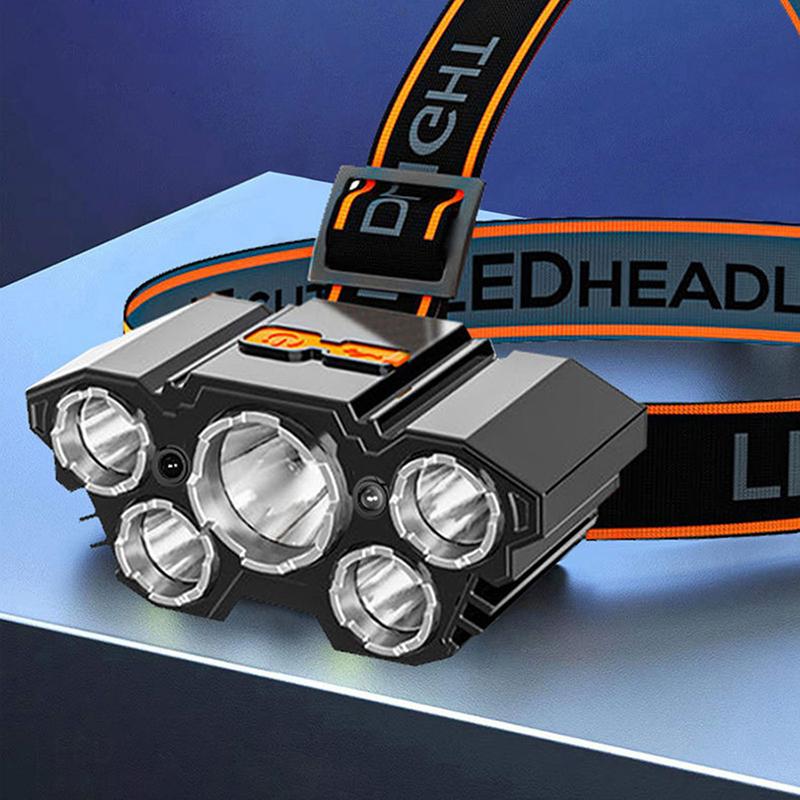 Super Bright 5 Led Head Flashlight Usb Rechargeable Headlamp Outdoor Powerful Waterproof Camping Fishing Adventure Head Lantern