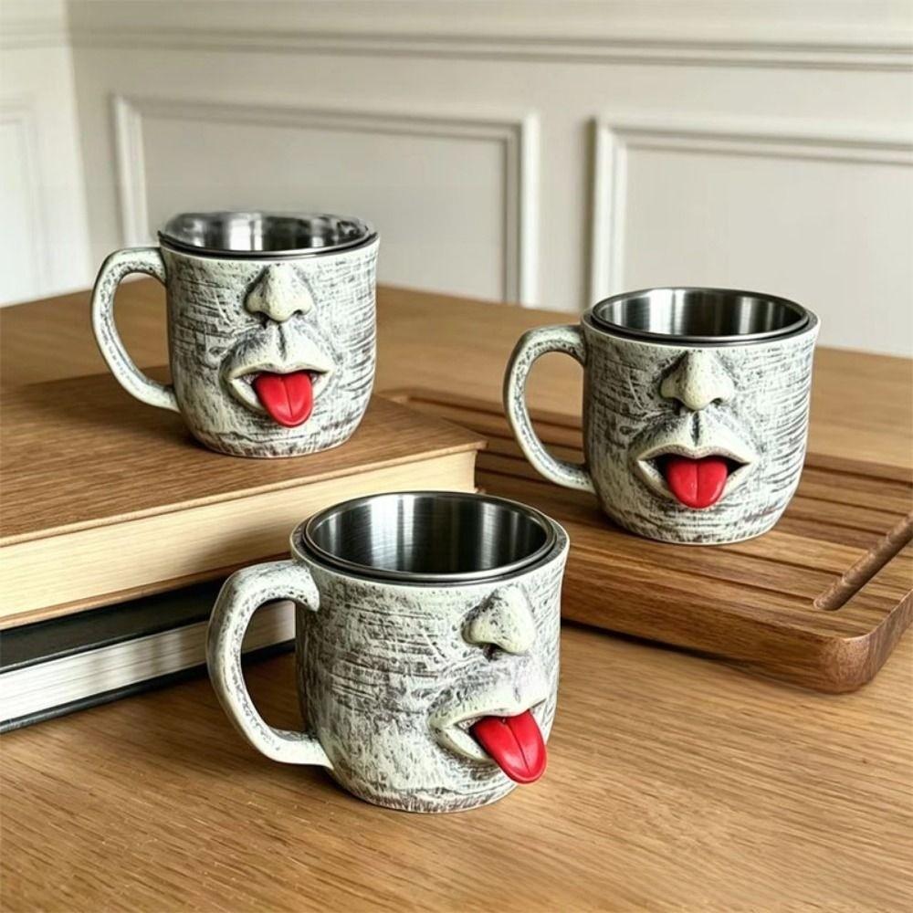 Resin Teasing Facial Mug Fun Hot Cold Beverage Cup Shaking Tongue Coffee  Cup  For Home Office