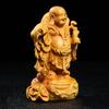 Holzschnitzerei Hotei Buddha Figur von einem der Sieben Glücksgötter 10cm Amulett für Glück und Hochwertiges Buchsbaumholz, Götter, hoch. dfjlwke. Reichtum.