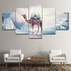 Canvas Painting Camel and Castle 5 Pieces Wall Art Painting Modular Wallpapers Poster Print for Living Room Home Decor