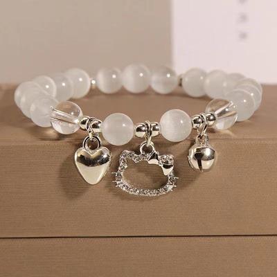 Pulseira de sino de contas KT Cat – Contas de amor japonesas e coreanas da moda para namoradas e estudantes