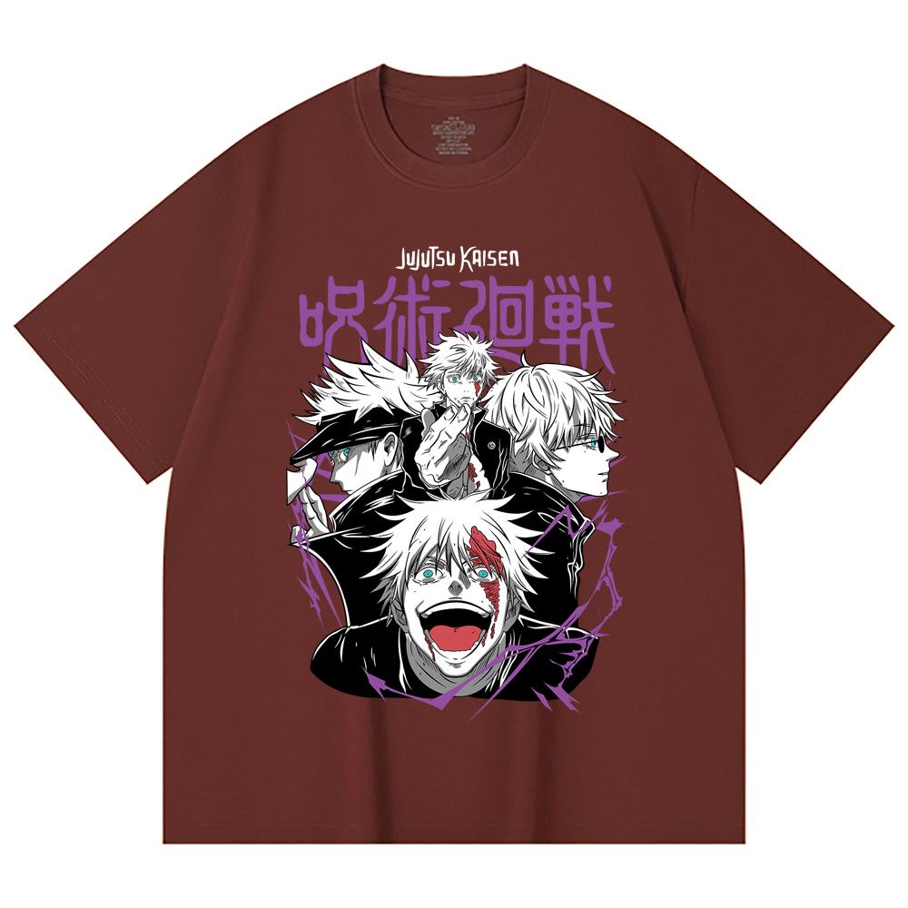 230 Gsm 100% Cotton Jujutsu Kaisen V3 Gojo Print Unisex Heavy Cotton T Shirt