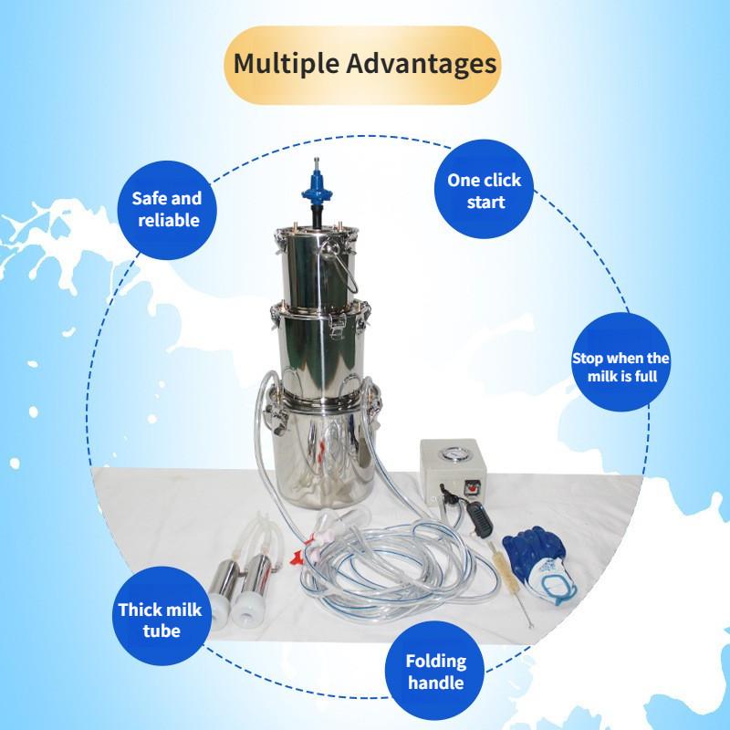 Pulsating Sheep And Cattle Milking Machine Household Portable Electric Milker Small Stainless Steel Milker Bucket