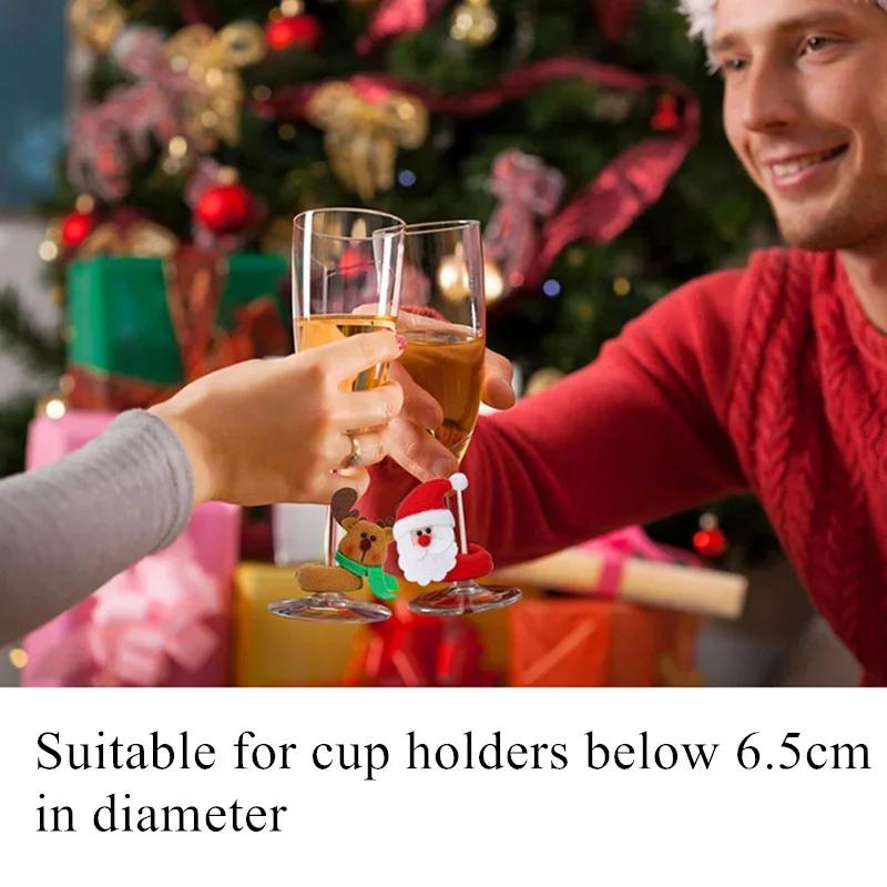 Christmas Wine Glass Decoration Happy New Year Santa Claus Party Decorations For Home Table Decor Bar Supplies Home Decore