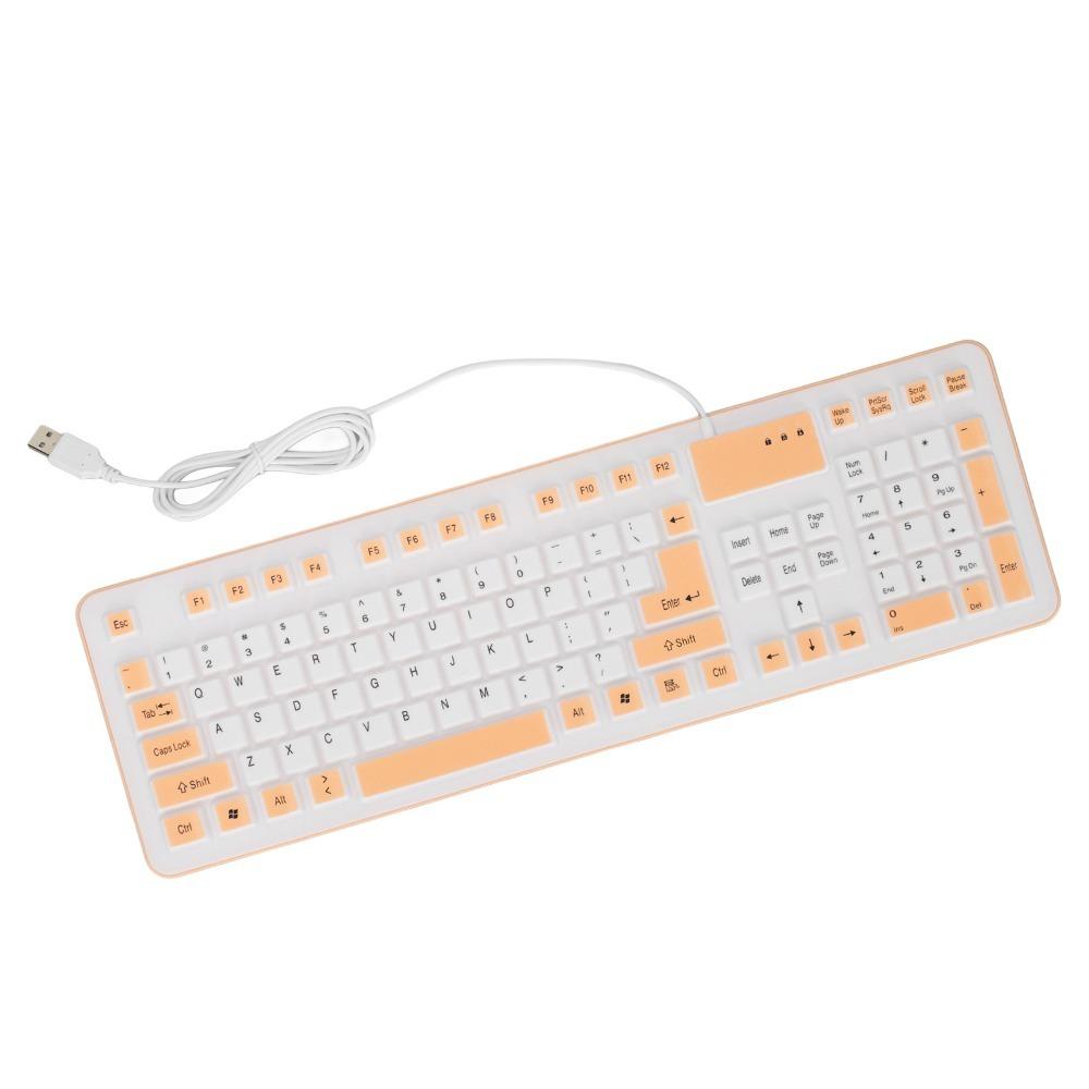 106 Keys USB Wired Keyboard Waterproof Silent Keyboard Portable Silicone Keyboard  Laptop Notebook