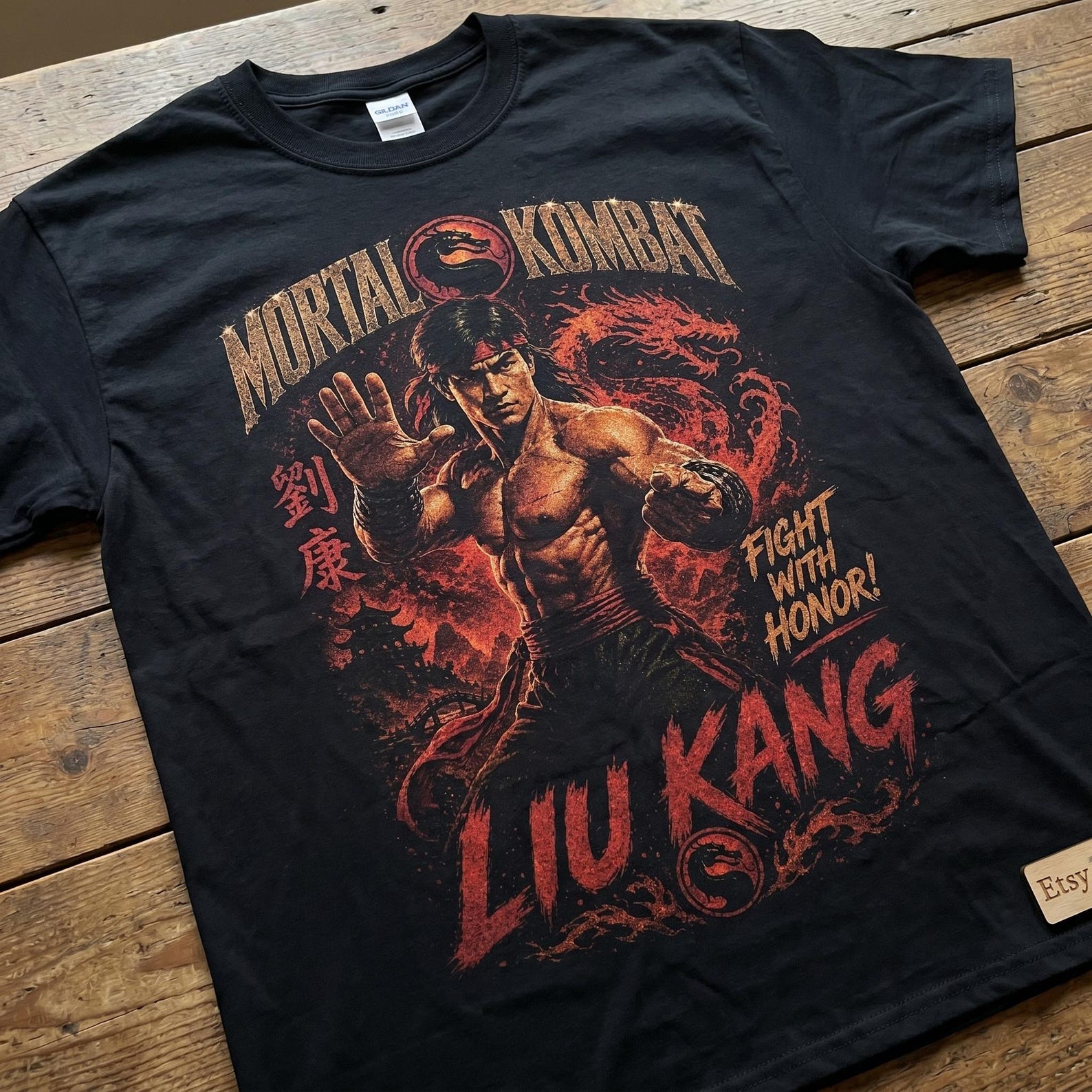 Liu Kang Mortal Kombat Tee | Halftone Gaming Fighter Shirt 4XL