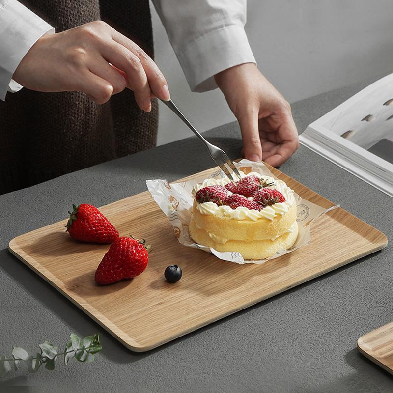 Japanischer Manchurischer Eschenholz Kuchenständer, Rechteckiges Bäckerei-Desserttablett, Küchenaufbewahrungstablett, Exquisites Teetablett