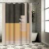 Modern Black And Gold Bathroom Shower Curtain Set Decor With Abstract Geometric Design White Bath Tub Background Home Decoration