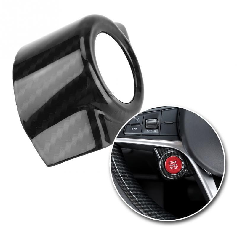 Carbon Fiber Car Interior Ignition Engine Start Stop Button Frame Cover for Alfa Romeo Stelvio(2017-2018) &