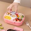 Lunch Box with Tableware for Office Workers Square Divided Microwave Oven Bento Box Leakproof Food Container for Picnic Camping