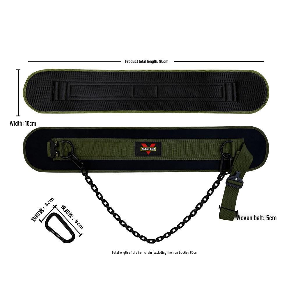 Weighted Fitness Belt with Lumbar Support for Pull-Ups, Squats, and Double Bar Exercises Featuring Iron Chain.