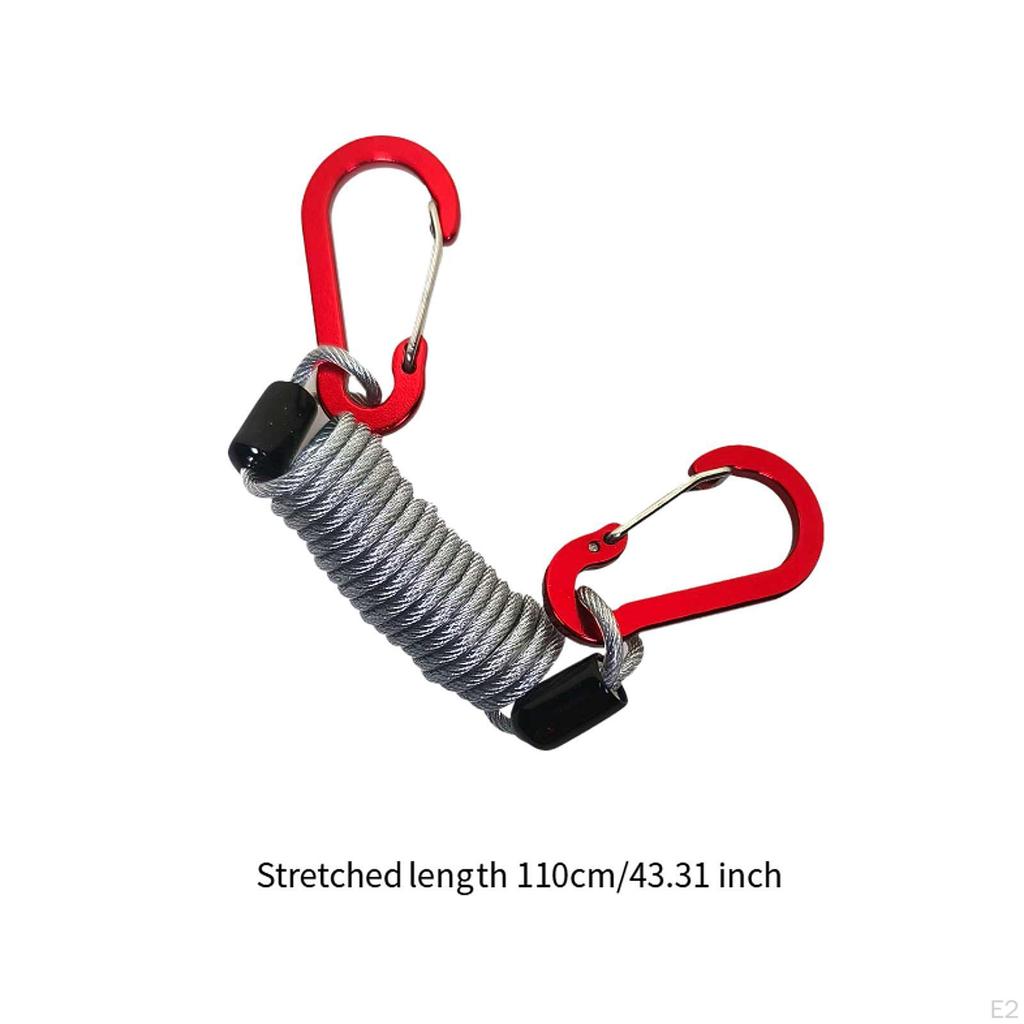 4 Stück Angelschnüre Einziehbare Spiralschnur mit Karabinern Tragbares elastisches Seil Stahldraht