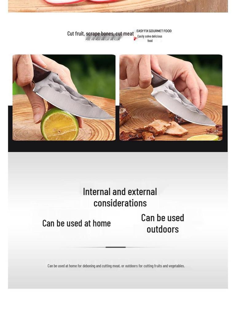 Mongolian Multifunctional Outdoor Knife: High-Hardness Boning & Meat Cutting Tool for Wilderness, Household, and Fruit Use.