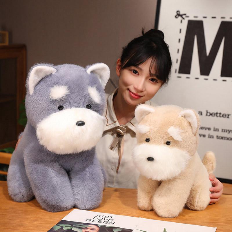 Plush Puppy Schnauzer Simulation Animals Doll Birthday Gift Bedroom Toy Pillow