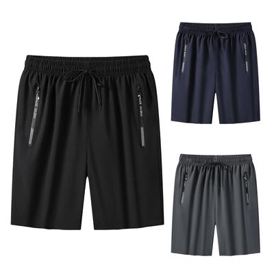 Shorts masculinos para um verão fresco com elasticidade nos quatro lados, usando shorts de comprimento cinco quartos e calças de praia de seda gelada