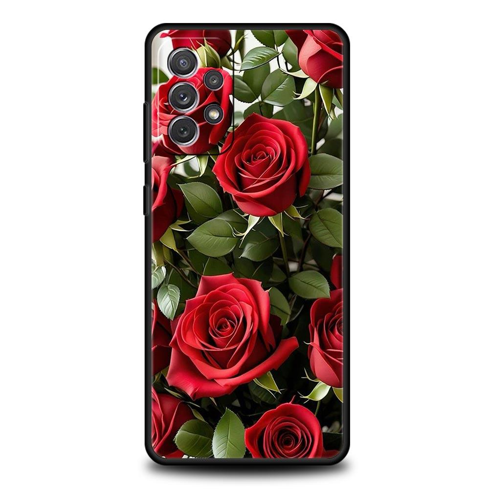 Beautiful Red Rose Flowers Phone Case For Samsung A15 A13 A51 A71 A41 A31 A21S A03S A05 A12 A32 A52 A23 A25 A33 A53 A73 5G Cover
