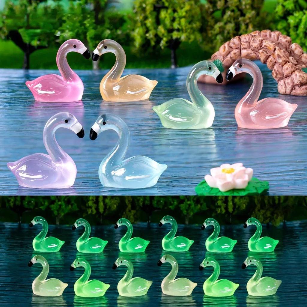 20 STÜCKE Leuchtende Flamingo Mini-Figuren Leuchten-im-Dunkeln Feengarten Miniaturen für Mikro-Landschaft Terrarium Heimdeko