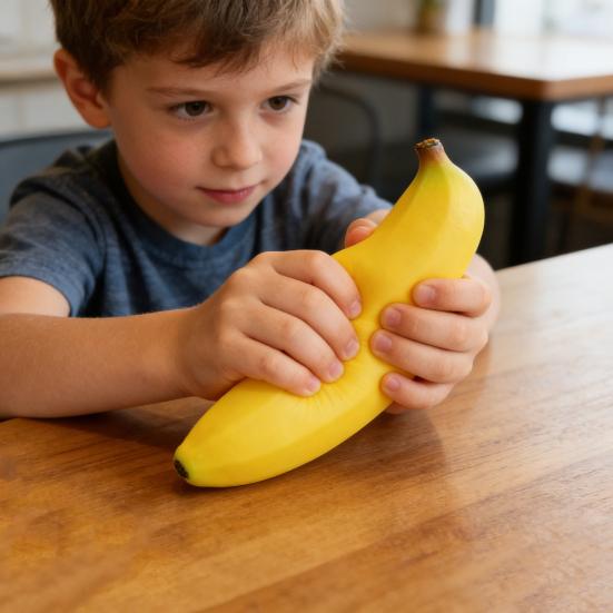 Slow-Rising Ripe Banana Squeeze Toy Soft TPR Fidget for Stress Relief Realistic Fruit-Themed Decompression Gadget for Kids Adults Portable Novelty