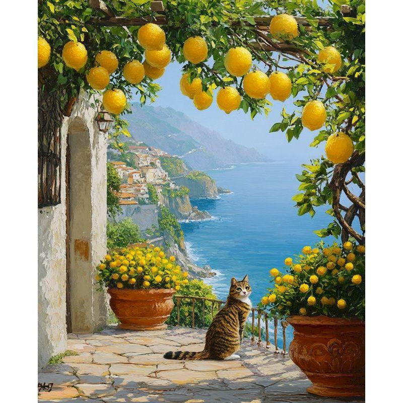 GATYZTORY Pittura Fai da Te con Numeri Con Cornice Paesaggio di Villaggio Pittura Acrilica su Tela Quadro con Numeri per Adulti Kit per Principianti