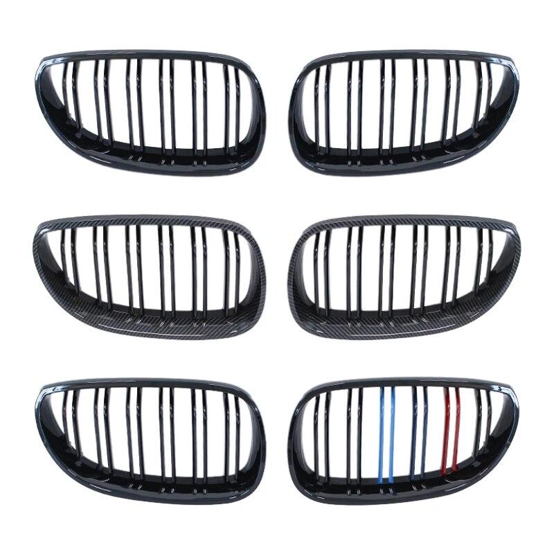 Car Front Bumper Grille Kidney Racing Grill Grilles For BMW E60 E61 5 Series 2003-2009 Gloss Black Auto New Double Slat