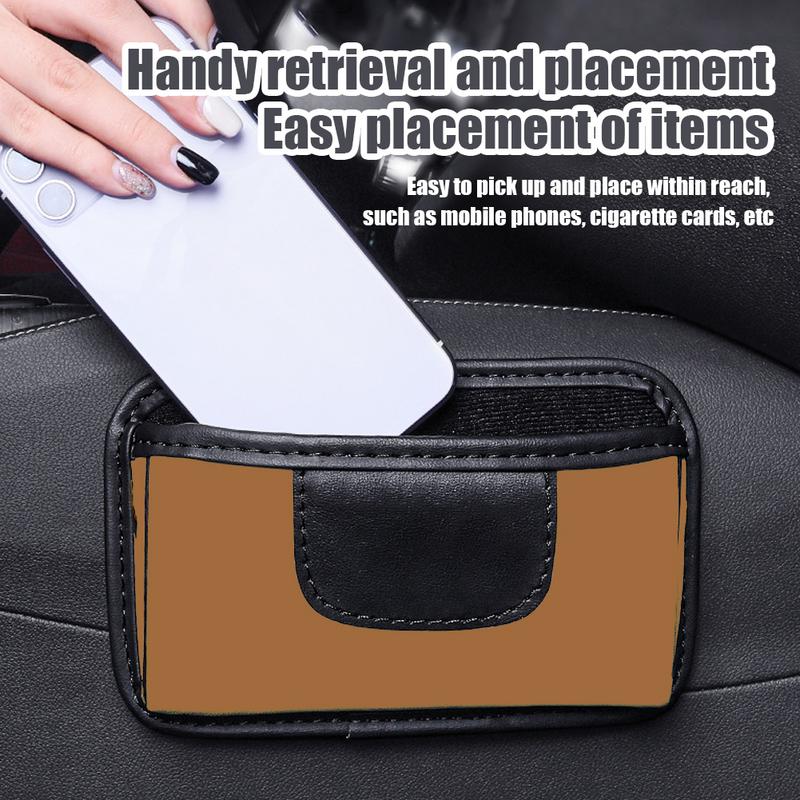 Auto Door Pocket Organizer Car Sticky Storage Bag Adhesive Door-Side Storage Pouch Artificial Leather For Center Console Items