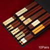 Red Wood 5/6/8/10 Pairs Chinese Chopsticks High Quality Beautiful Tableware Non Slip Sushi Food Grade Kitchen Chopstick Set