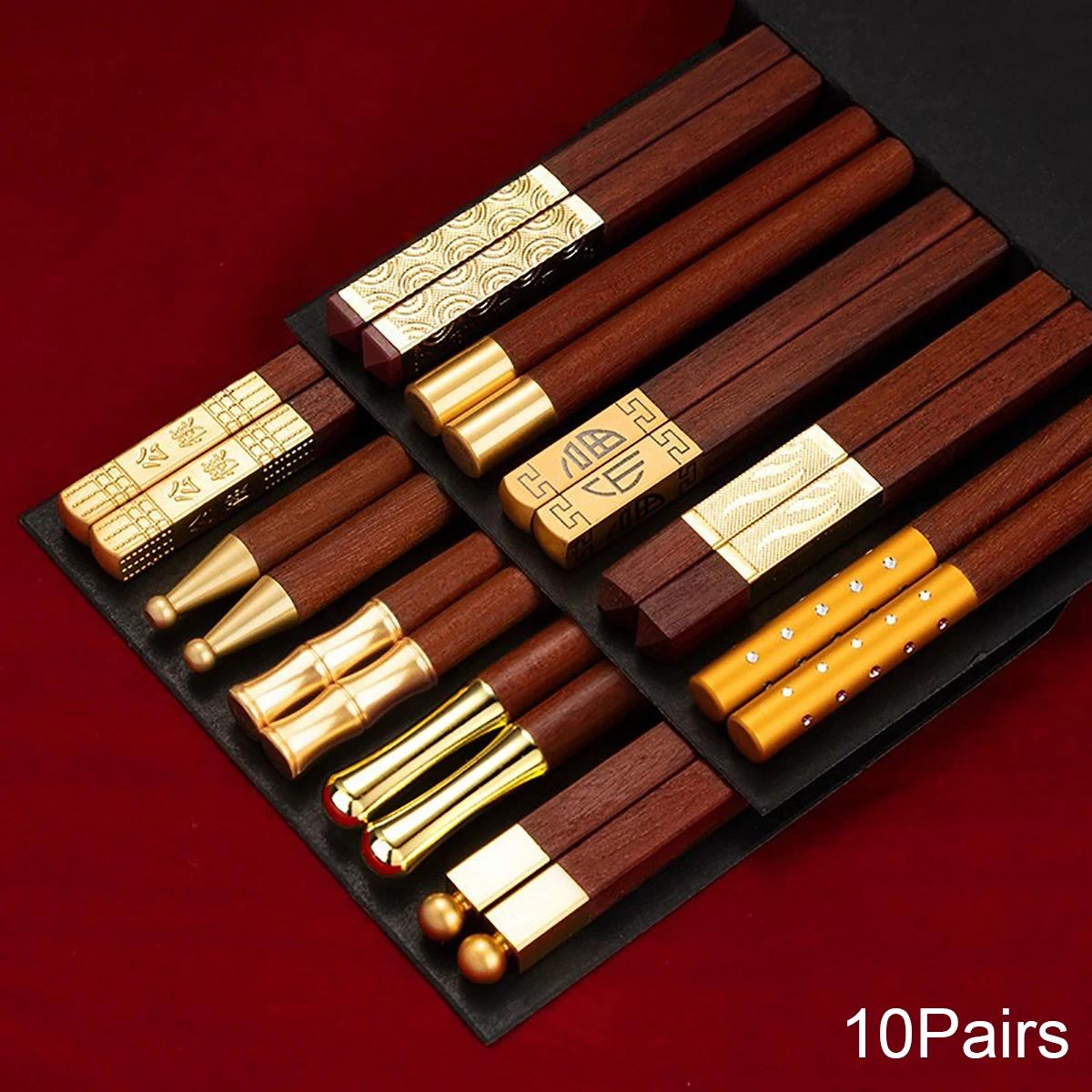 

5/6/8/10 пар палочек для еды из красного дерева, китайские палочки для еды, высокое качество, красивая посуда, нескользящие палочки для суши, набор палочек для еды на кухне