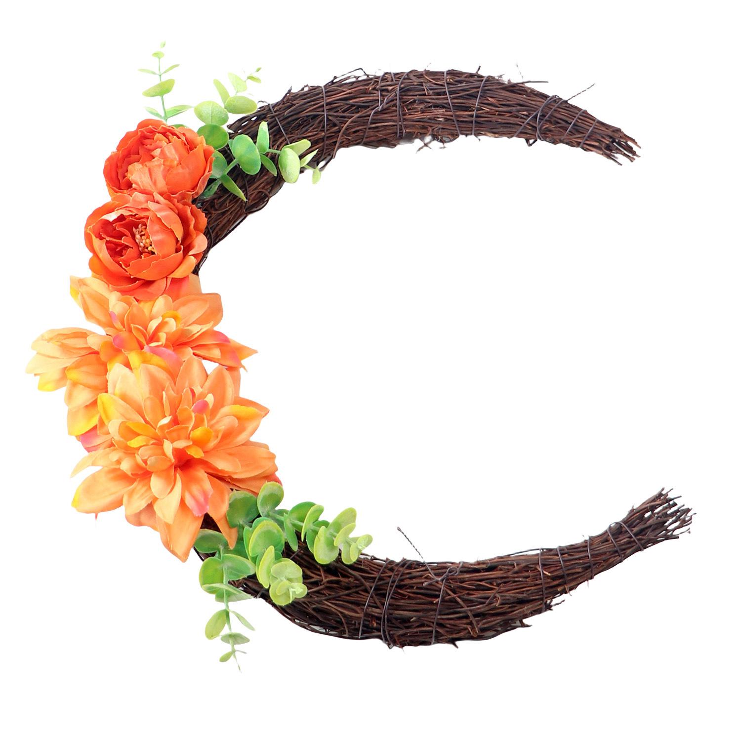 

Европейский ретро-лунный венок, мягкое украшение для витрины магазина, украшение сцены фестиваля, имитация цветка для свадебной сцены оранжевый