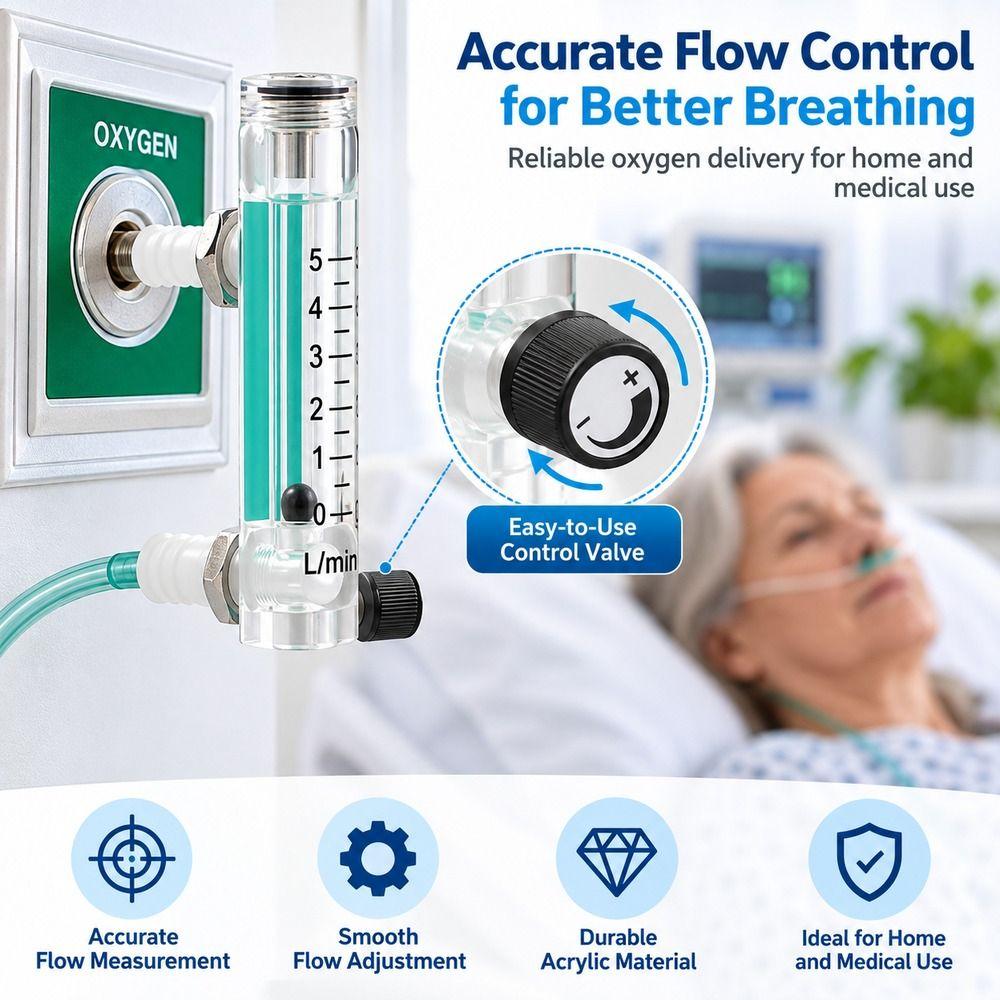 Acrylic Gas Flow Meter Float Indicator Tube Flow Meter Gas Rotameter Oxygen Flow Monitoring