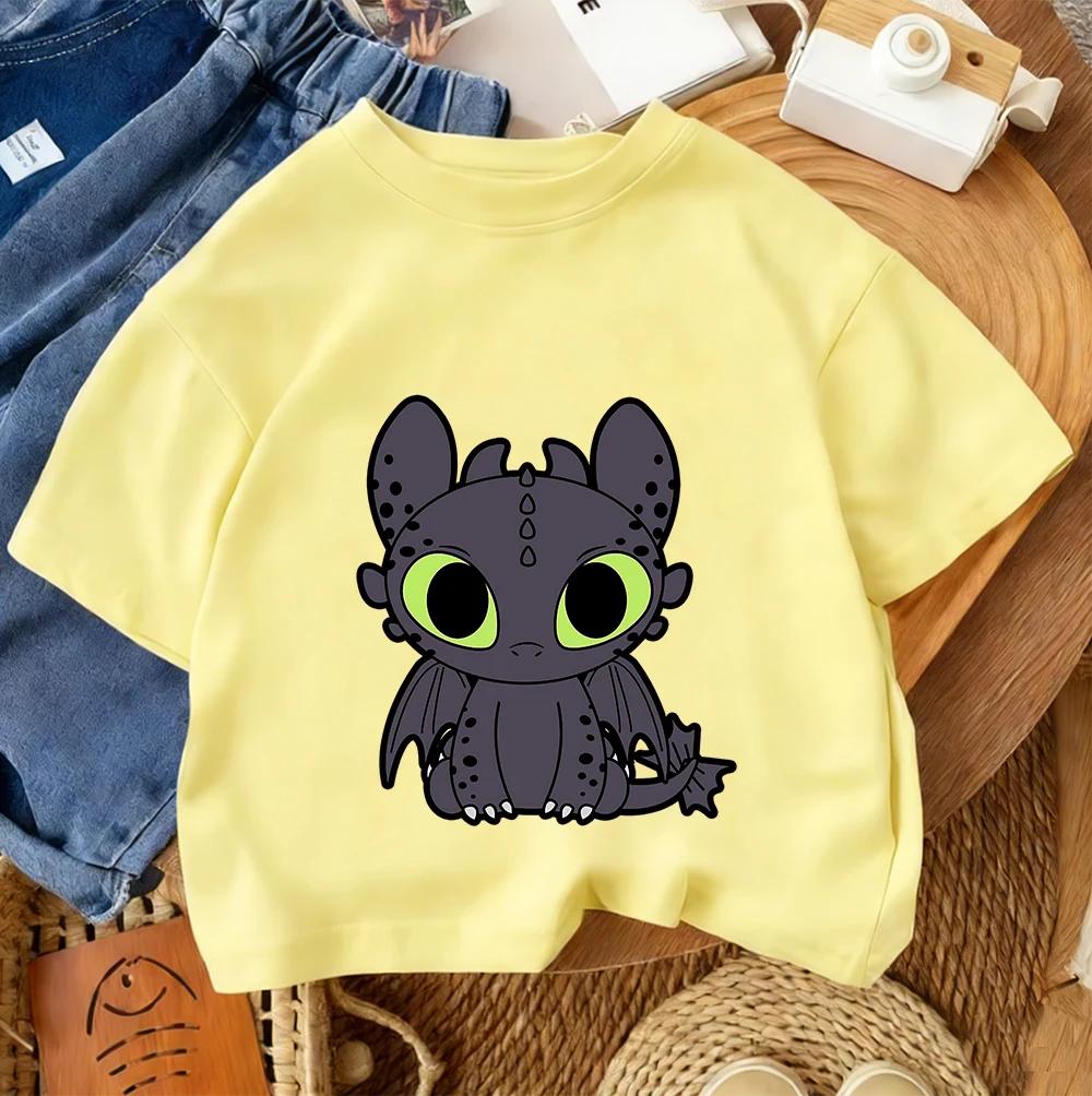 Toothless Kids Short Sleeve T Shirt Boys Girls Dragon Cartoon Polyester Summer Casual Top