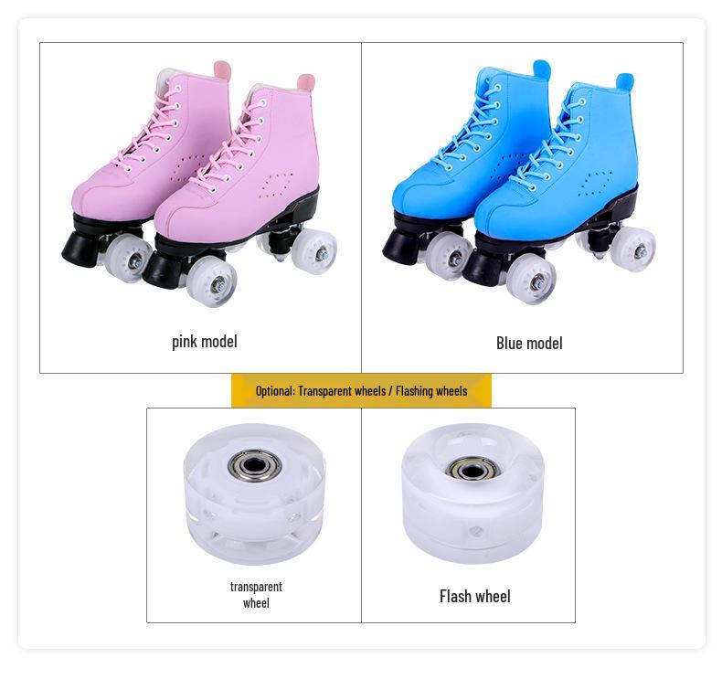 Patins à roulettes et patins à roulettes double rangée Noir et Blanc avec Roues Lumineuses pour Adultes (Hommes et femmes)