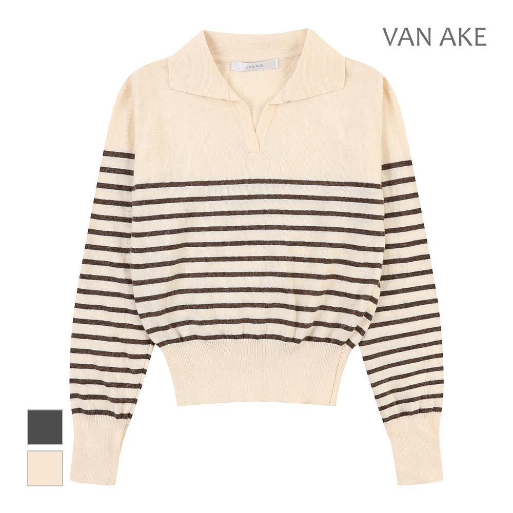 VANAKE Slim Striped Collar Knit_Vb3Yktq307Z