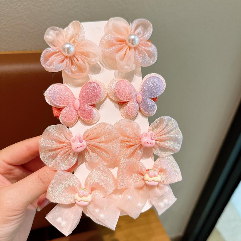 8Pcs New Bow Hair Clip Children's Princess Mesh Super Fairy Hair Card Girl Headdress Little Girl Butterfly Hair Accessories