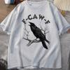 F Caw Lustige Krähe T-Shirt Unisex Damen Humor Ungezügeltes Tier T-Shirt Locker Vintage Grafik T-Shirts Baumwolle Bequem Herrenbekleidung