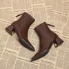 Premium Short Boots Women's Thick Heel Small Fragrant Pointed Martin Boots High Heels Small Ankle Boots Korean Black Thin Boots