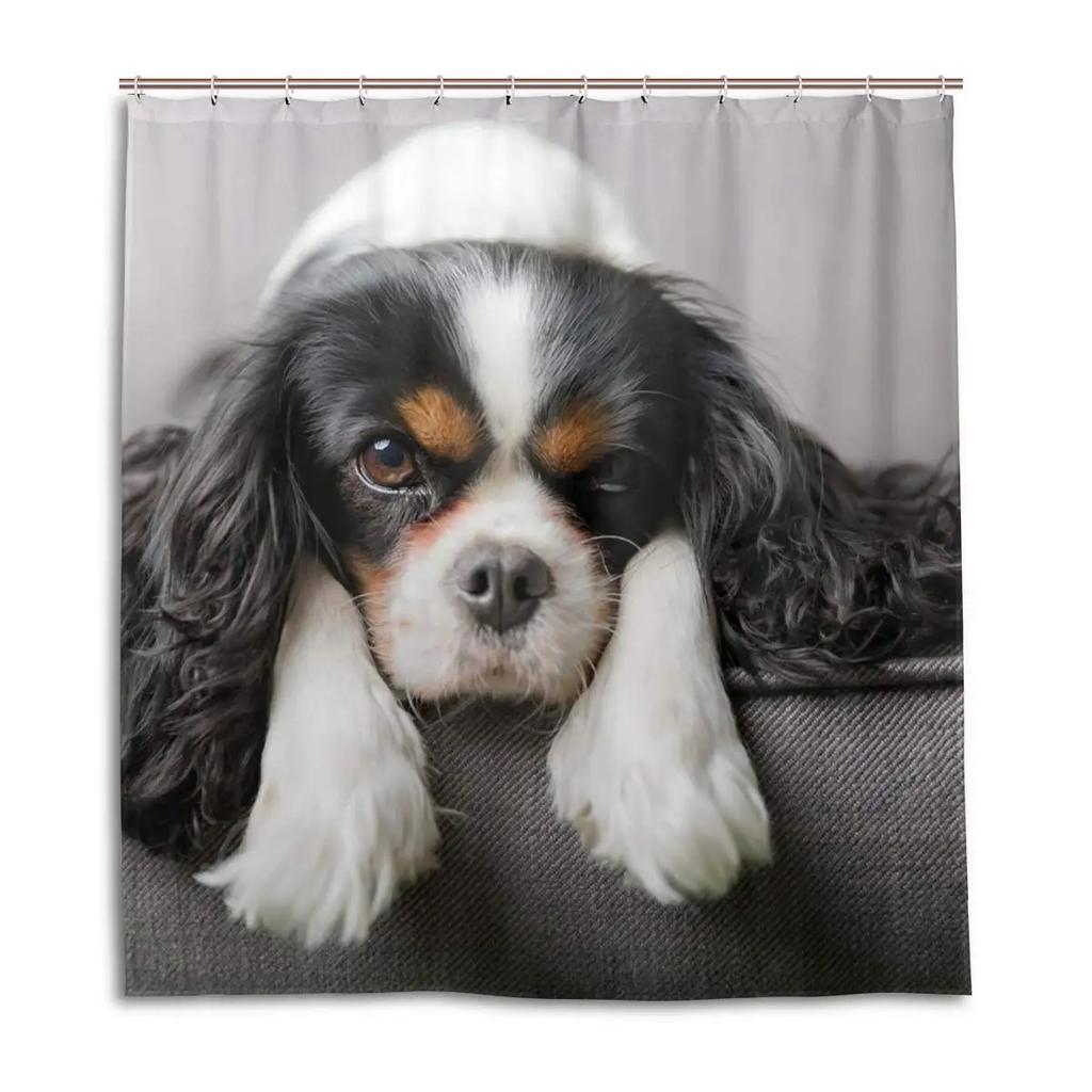 Cavalier King Charles Spaniel Hunde Duschvorhang Wasserdicht Polyester Stoff Badezimmer Duschvorhänge Badezimmer Dekoration Mit Haken