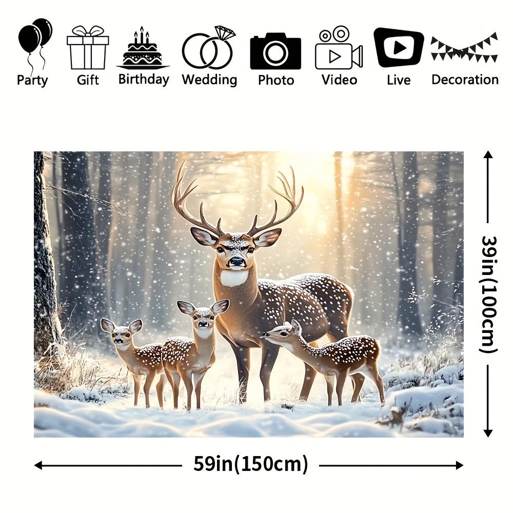 1Pcs Winter Forest Snow Deer Decoration Background Winter Backdrop For Photo Studio Photo Booth Party