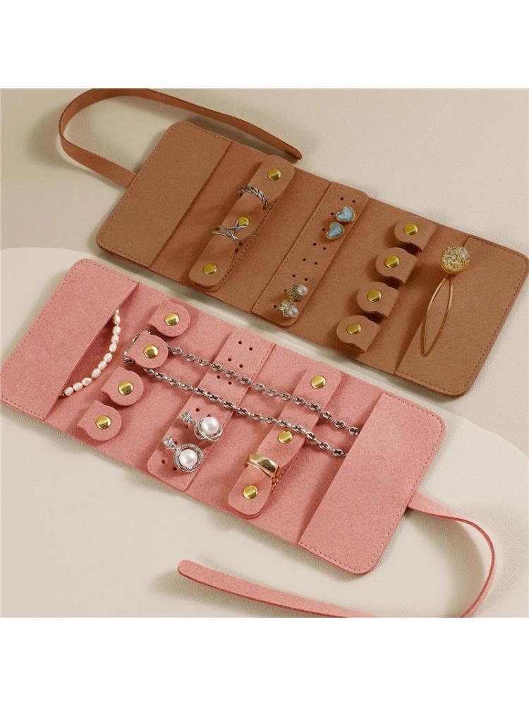 Organizador de joyas portátil de viaje, estuche plegable para guardar pulseras, anillos, collares, pendientes y joyas, bolsas de viaje