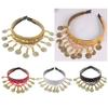 Iron Coin Elegant Headband Head Chain Belly Dance Hair Cosplay Accessory - Gold, 13x11cm