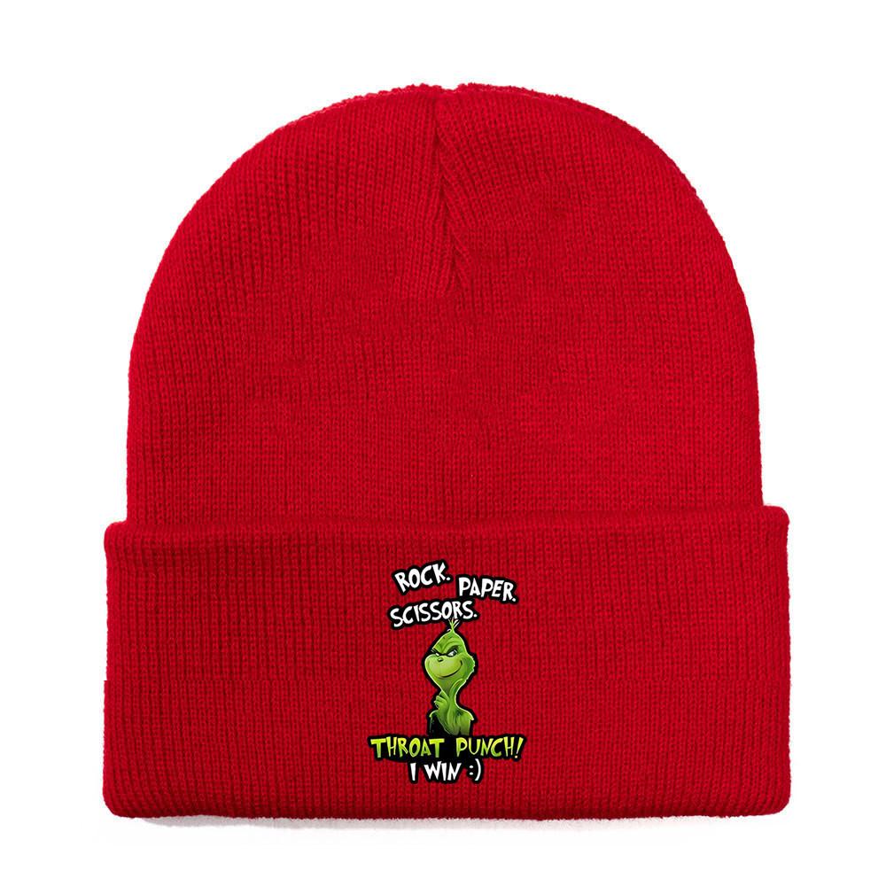 The Grinch Print Knit Hat With Earmuff Protection For Winter Warmth And Unisex Use