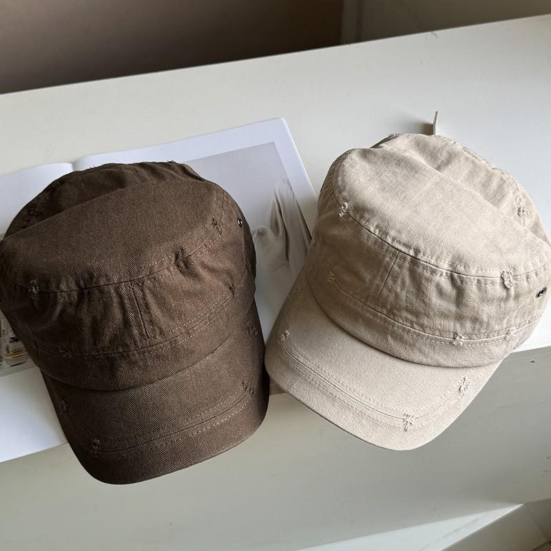 Korean Style Distressed Ripped Black Baseball Cap for Women, Oversized, Extra Deep, Wide Brim, Face-slimming, Vintage, Versatile, Duckbill Cap