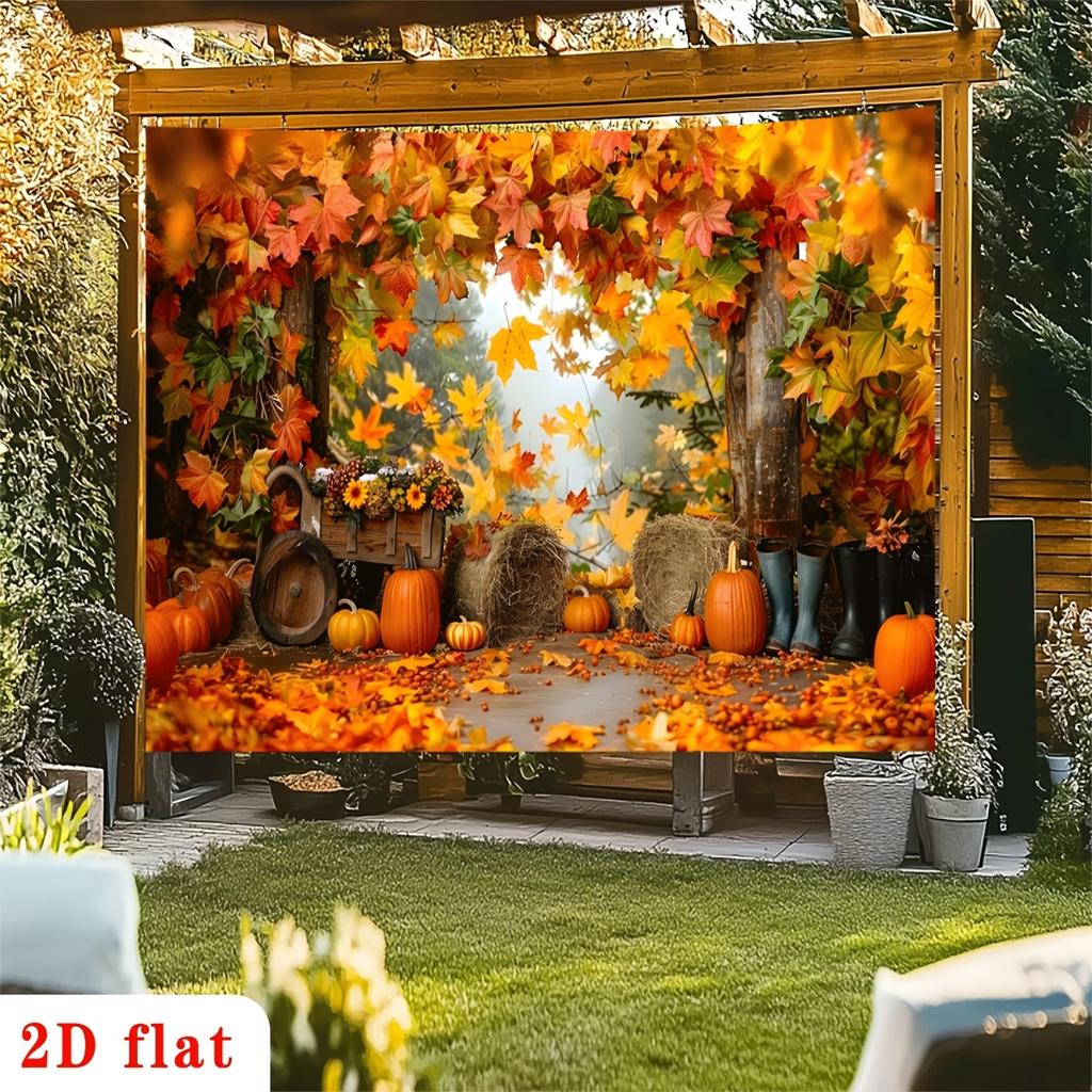 [Display a banner] 2D flat banner 1 piece of rural autumn harvest hay bag pumpkin maple leafzyc