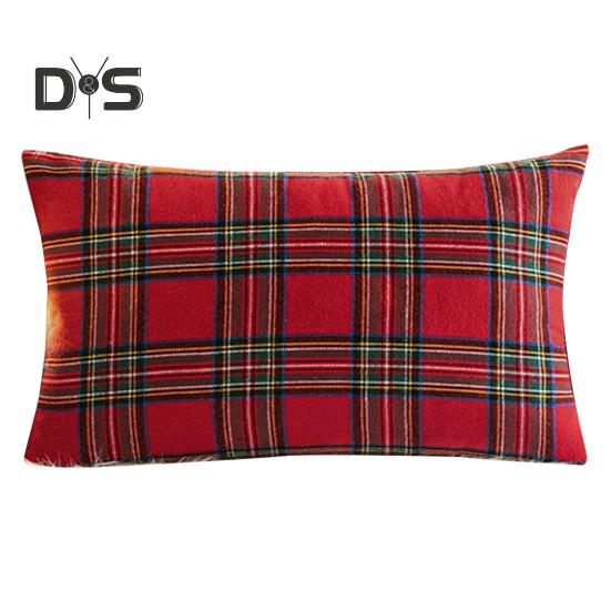 Retro Pillowcase Geometric Plaid Print 18/20 Inch Frosted Hair Surface Hidden Zipper Square Shape Living Room Bedroom Car Sofa Decoration Cushion Sham