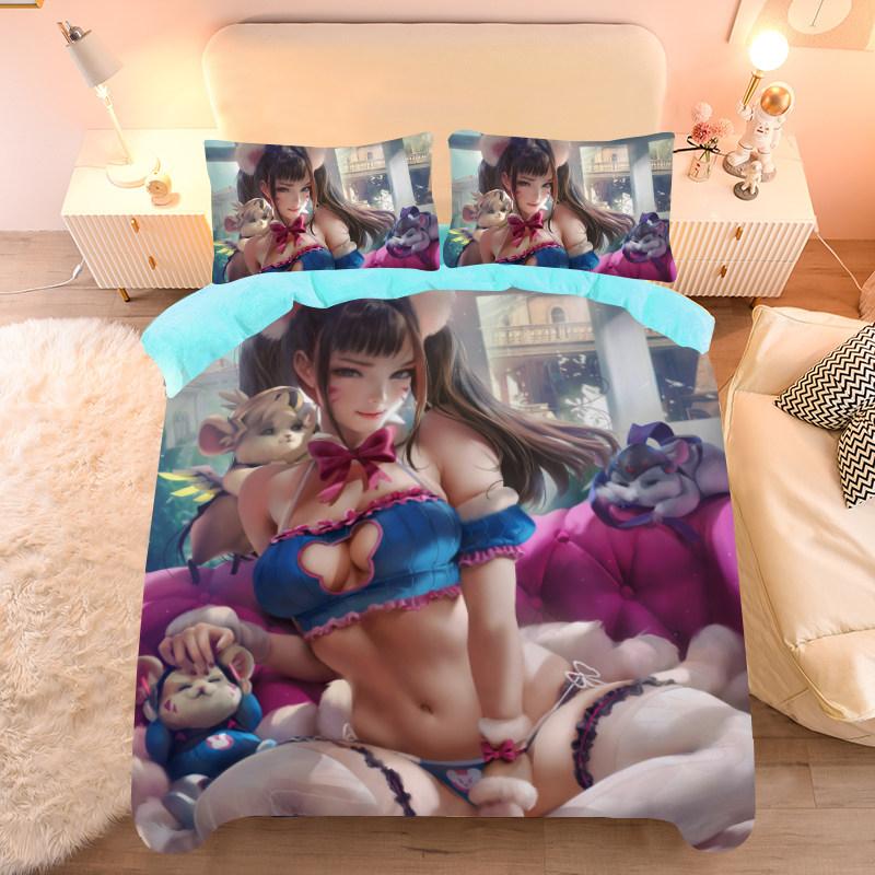 Customized Sexy Anime Pattern Duvet Cover Set Single/twin Size Bedding Set Anime Cartoon Print Quilt Cover Set 3pcs