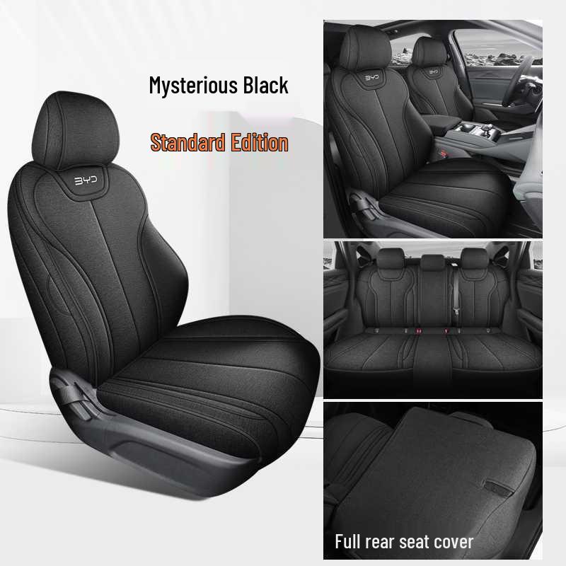 All-Season BYD Qin L Seat Covers: Breathable Linen with Perforated Leather, Fully Enclosed and Ventilated