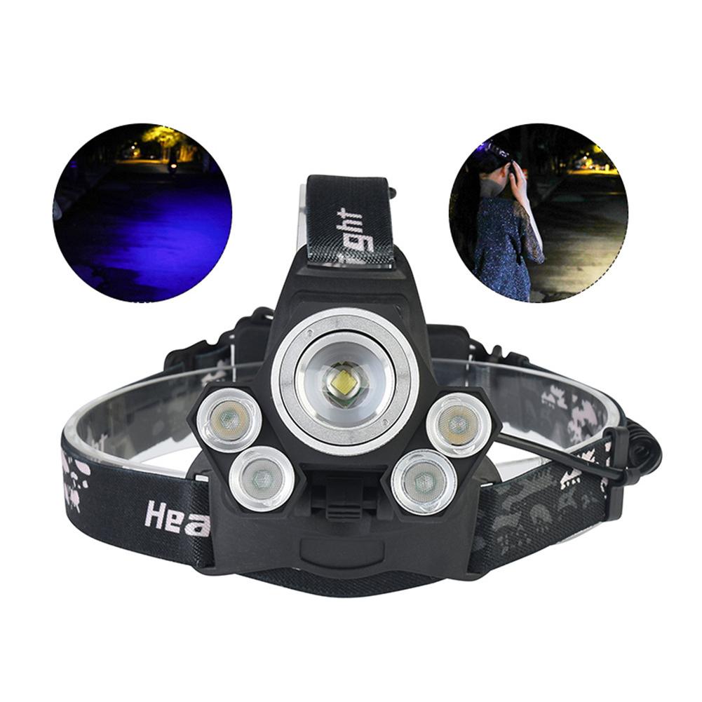 Outdoor 30W USB Charging 5 LEDs Zoom Headlamp Flashlight