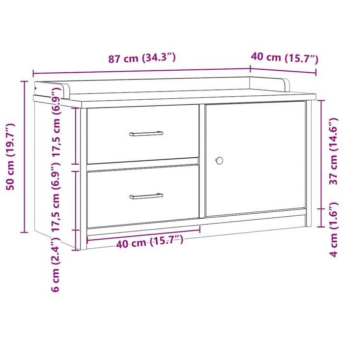 VidaXL Hallway Bench SANDNES White 87x40x50 Cm Solid Pine Wood, Bench, Entryway Bench, Shoe Bench, Bench of 4010465