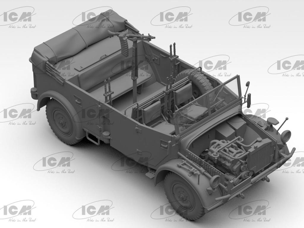 ICM Deutscher Truppentransporter Plastikmodell 35502 1/35 Kfz.70 mit MG34 (Militärfahrzeug)